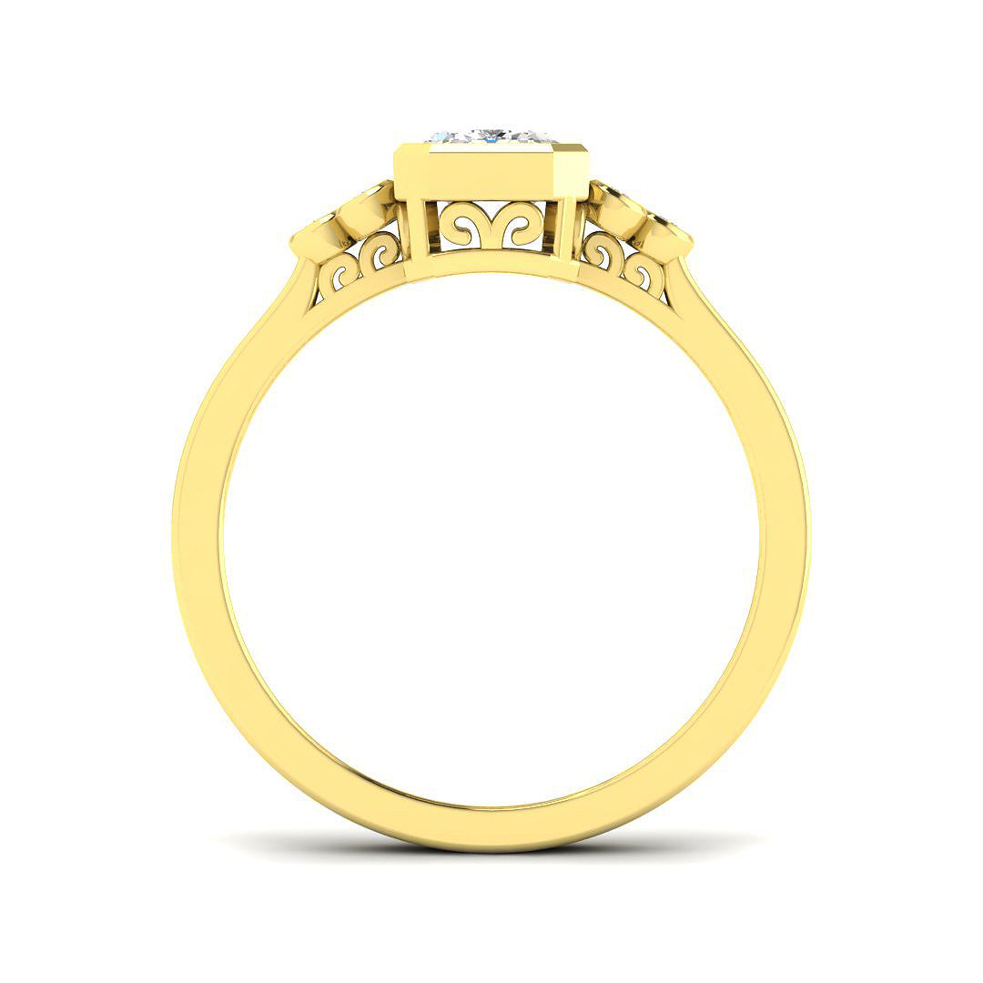9ct Yellow Gold Emerald Cut Lab Grown Diamond Ring 2