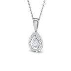 9ct White Gold Pear Lab Grown Diamond Pendant 1