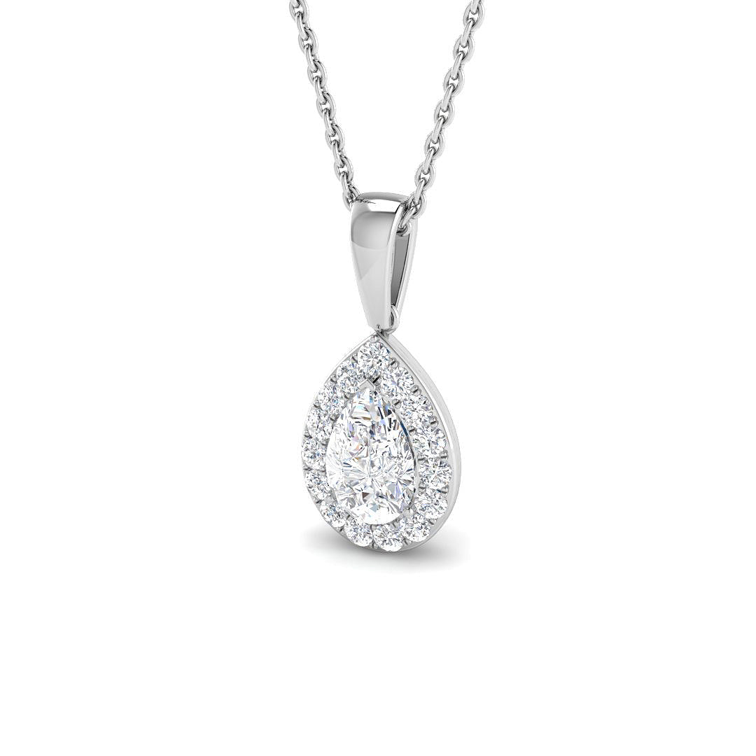 9ct White Gold Pear Lab Grown Diamond Pendant 1