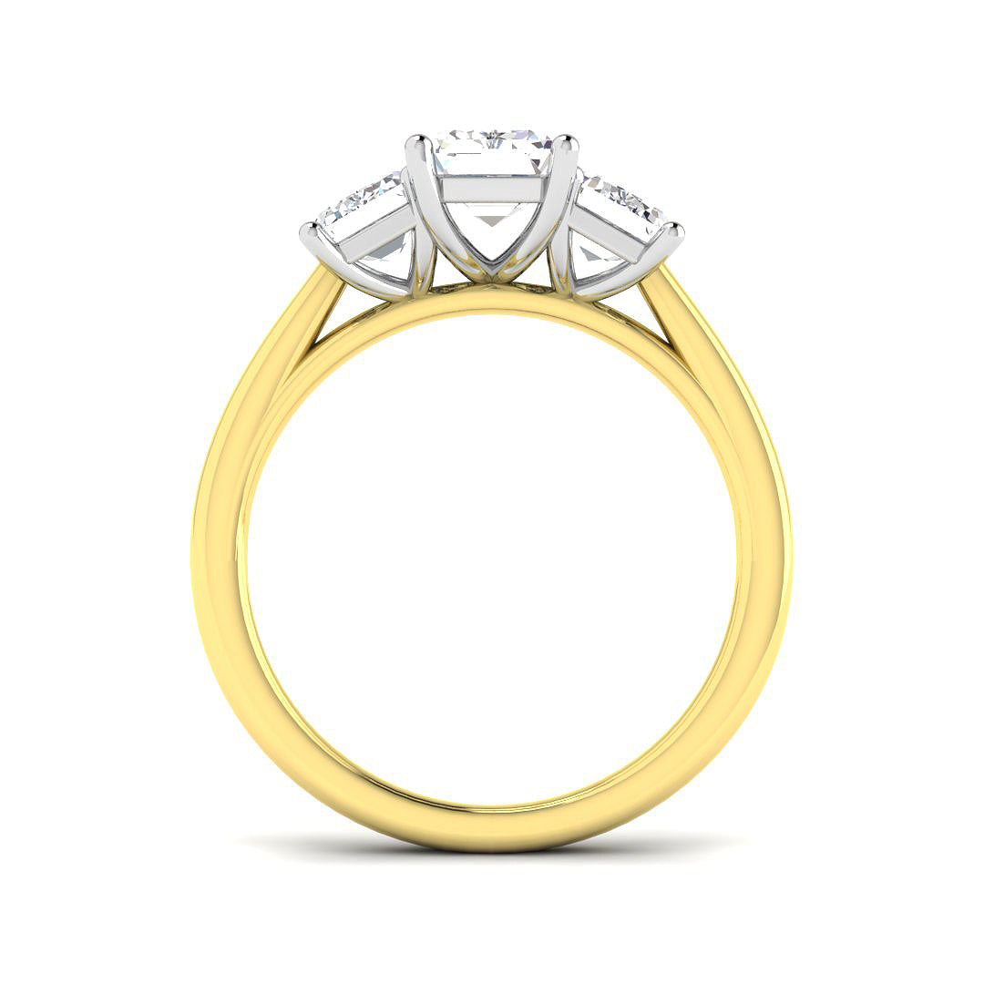 18ct Two Tone Emerald Cut Lab Grown Diamond Ring 2