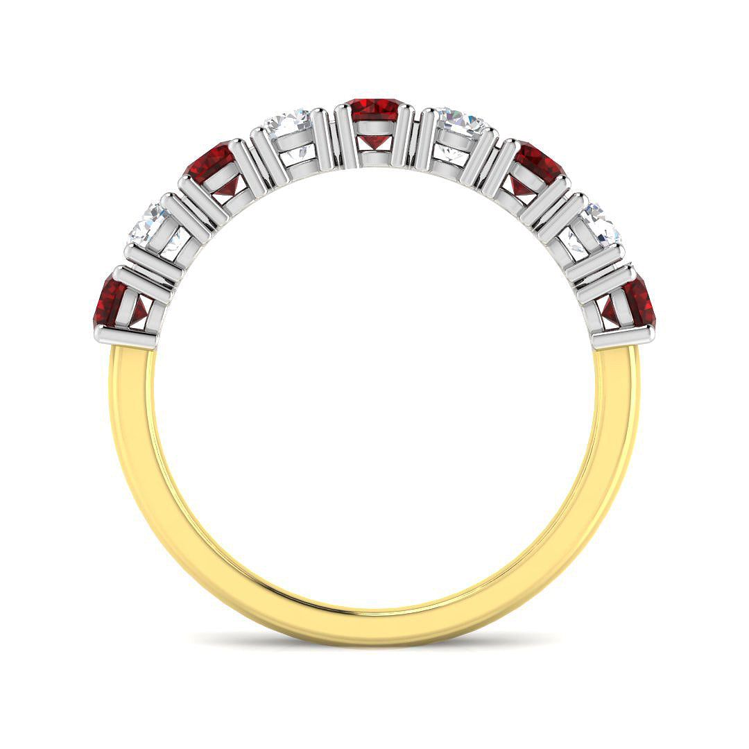 18ct Two Tone Round Ruby and Diamond Ring 2
