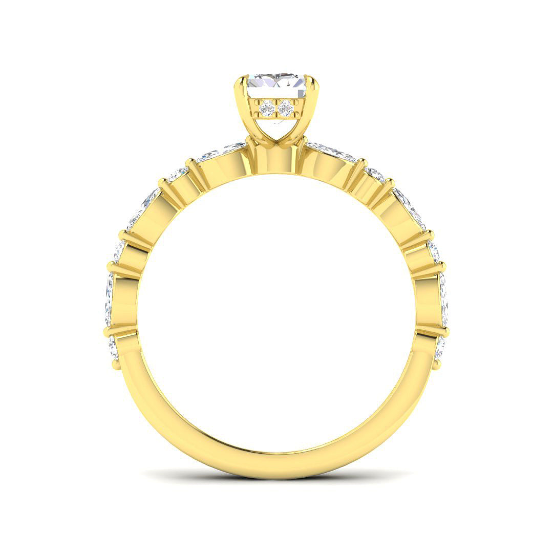 9ct Yellow Gold Marquise and Radiant Lab Grown Diamond Ring 2