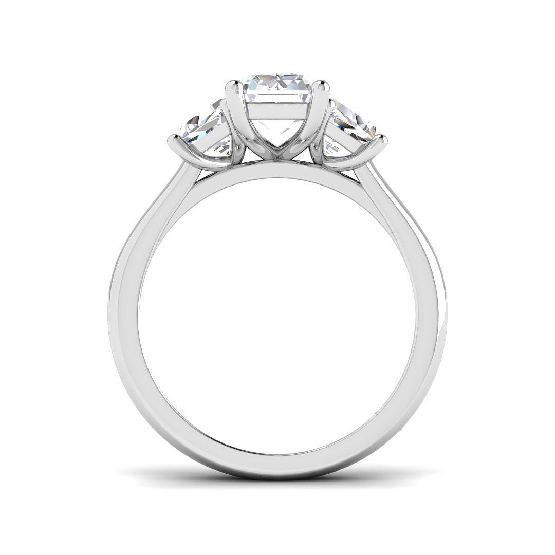 Platinum Emerald Cut and Trapezoid Lab Grown Diamond Ring 2