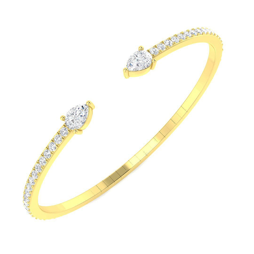 9ct Yellow Gold Pear Lab Grown Diamond Bangle 1
