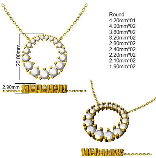 9ct White Gold Round Lab Grown Diamond Necklace 2