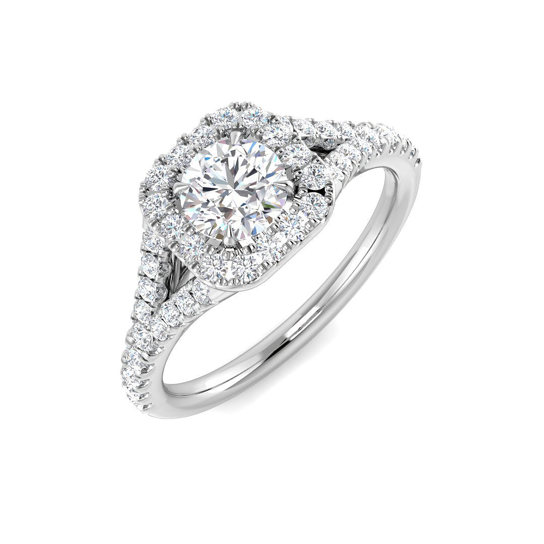 9ct White Gold Round Lab Grown Diamond Ring 1