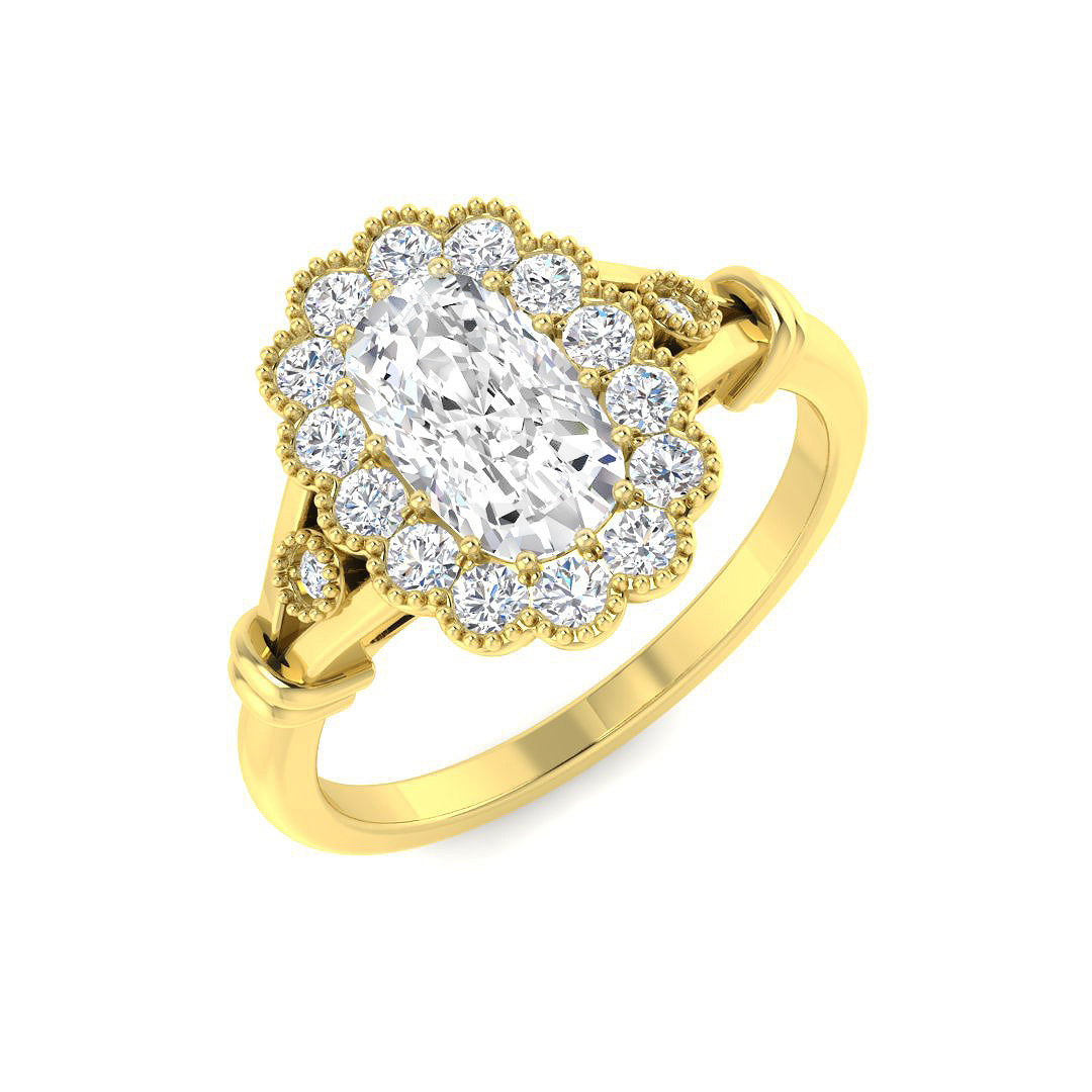 9ct Yellow Gold Cushion Cvd Old Cut Ring 1