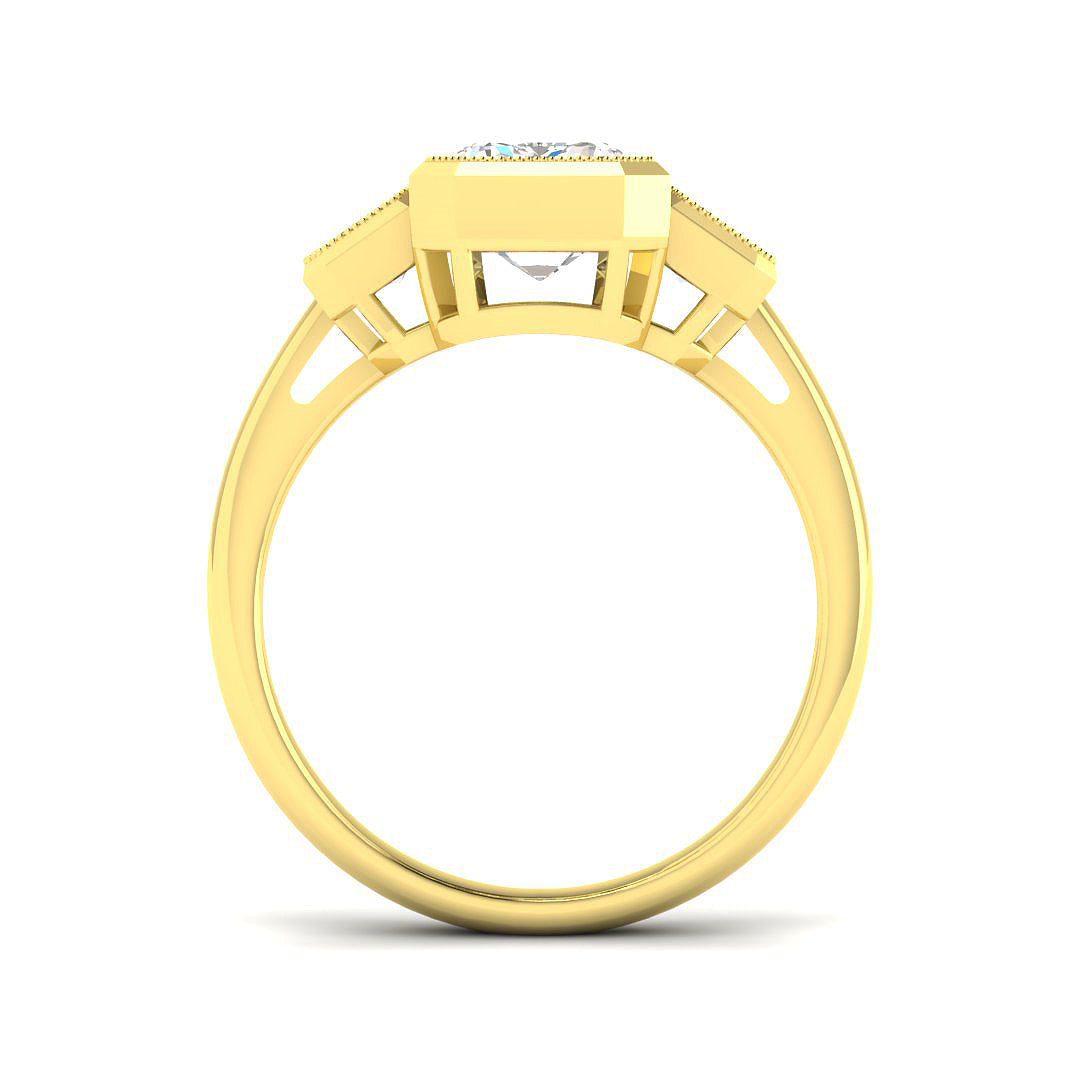 9ct Yellow Gold Emerald Cut Lab Grown Diamond Ring 2