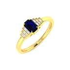 9ct Yellow Gold Baguette and Emerald Cut Blue Sapphire and Diamond Ring 1