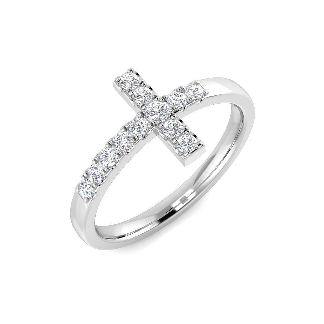 9ct White Gold Round Lab Grown Diamond Ring 1