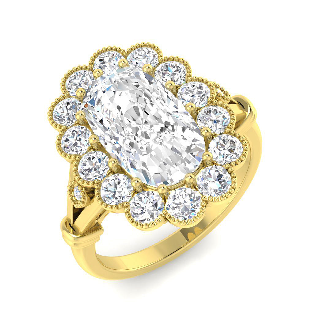 9ct Yellow Gold Cushion Cvd Old Cut Ring 1