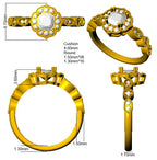 9ct Yellow Gold Cushion Diamond Ring 3