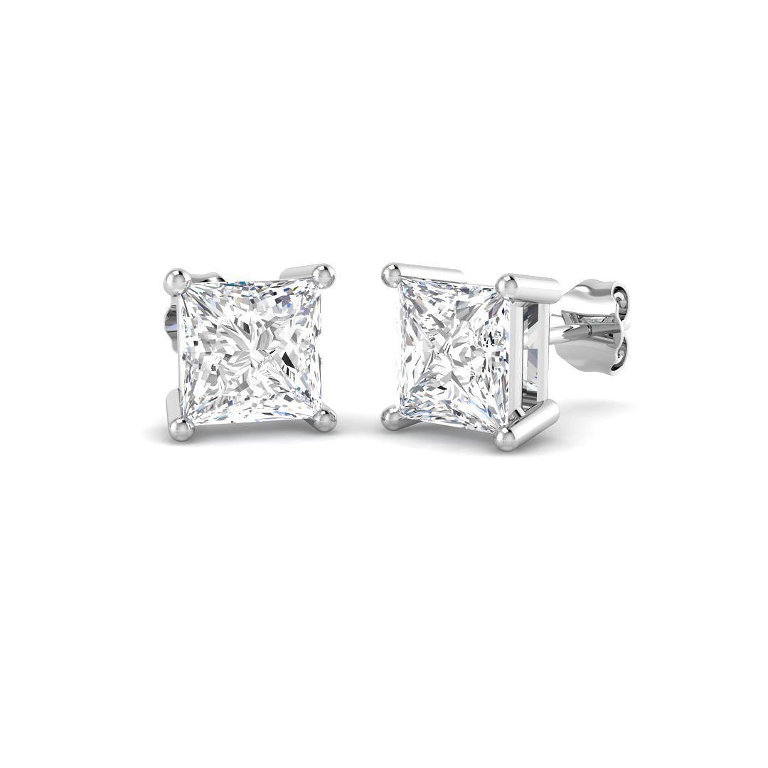 9ct White Gold Princess Lab Grown Diamond Earrings 1