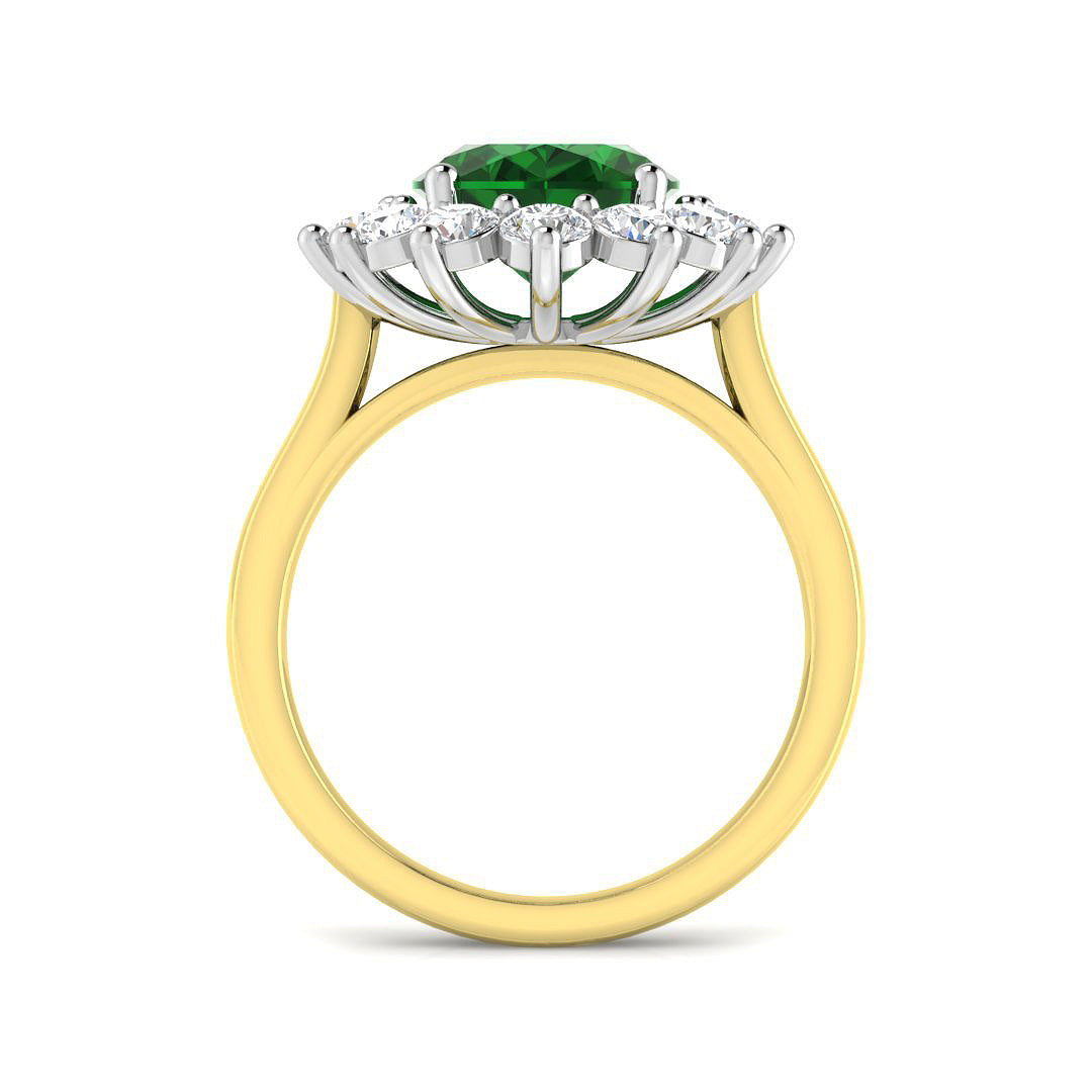9ct Two Tone Oval Emerald and Diamond Ring 2