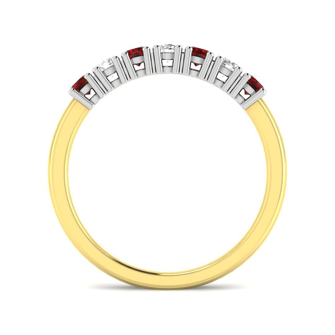 9ct Yellow Gold Round Ruby and Diamond Ring 2