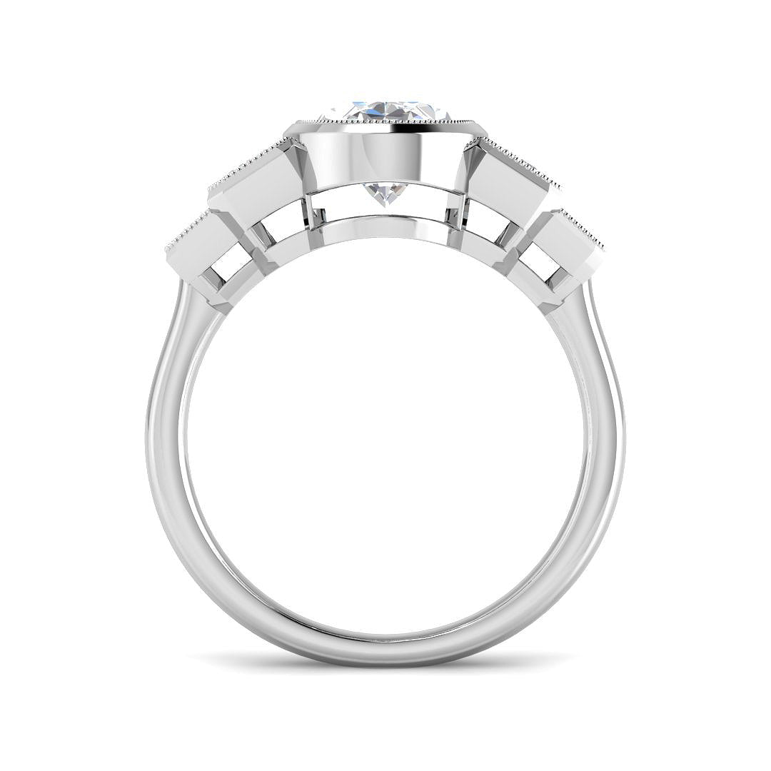 9ct White Gold Emerald Cut and Oval Lab Grown Diamond Ring 2