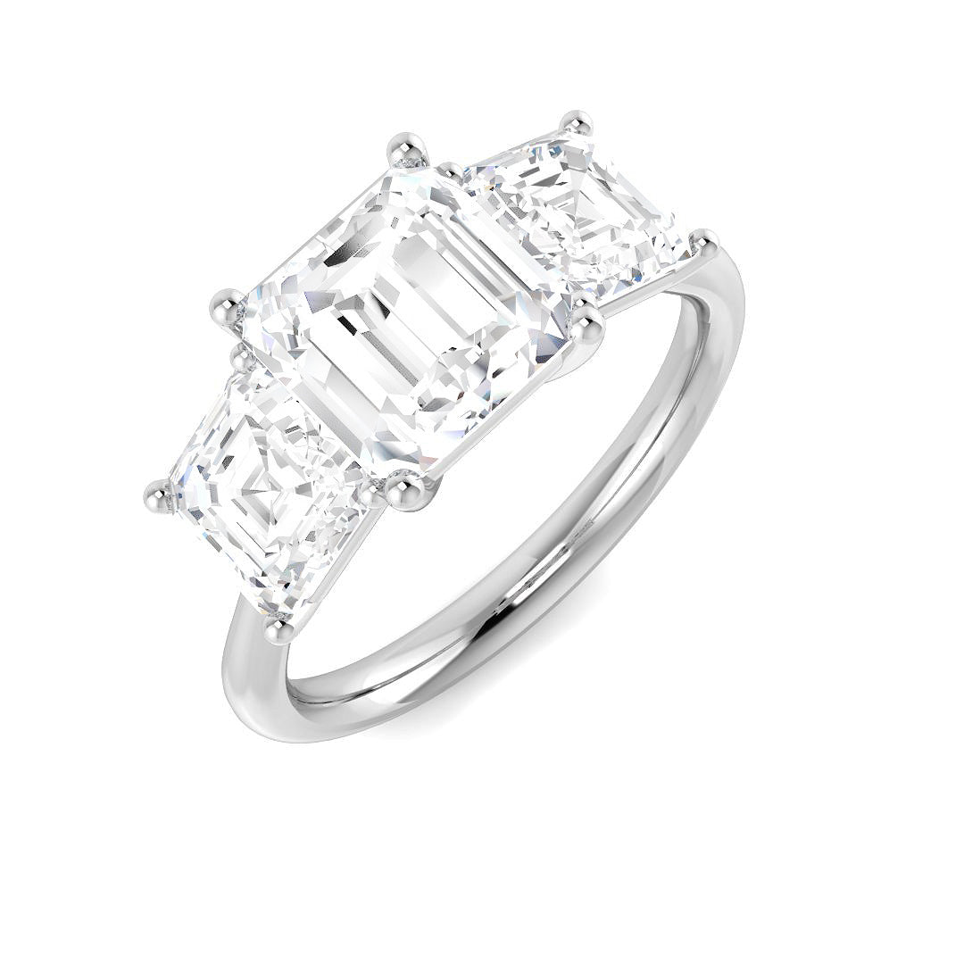 Platinum Asscher Cut Lab Grown Diamond Ring 1