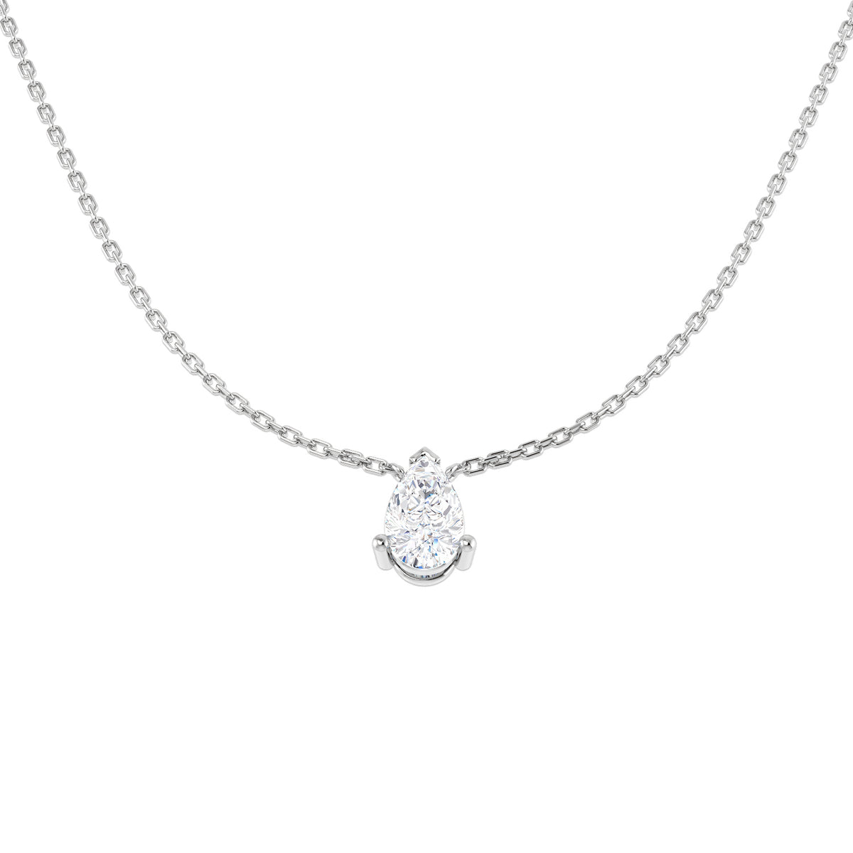 18ct White Gold Pear Lab Grown Diamond Necklace 1