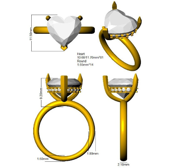 9ct Yellow Gold Heart Lab Grown Diamond Ring 3