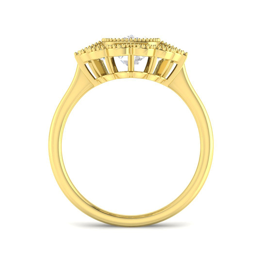 9ct Yellow Gold Baguette and Cushion Cvd Old Cut and Lab Grown Diamond Ring 2