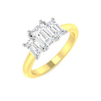 9ct Two Tone Emerald Cut Lab Grown Diamond Ring 1