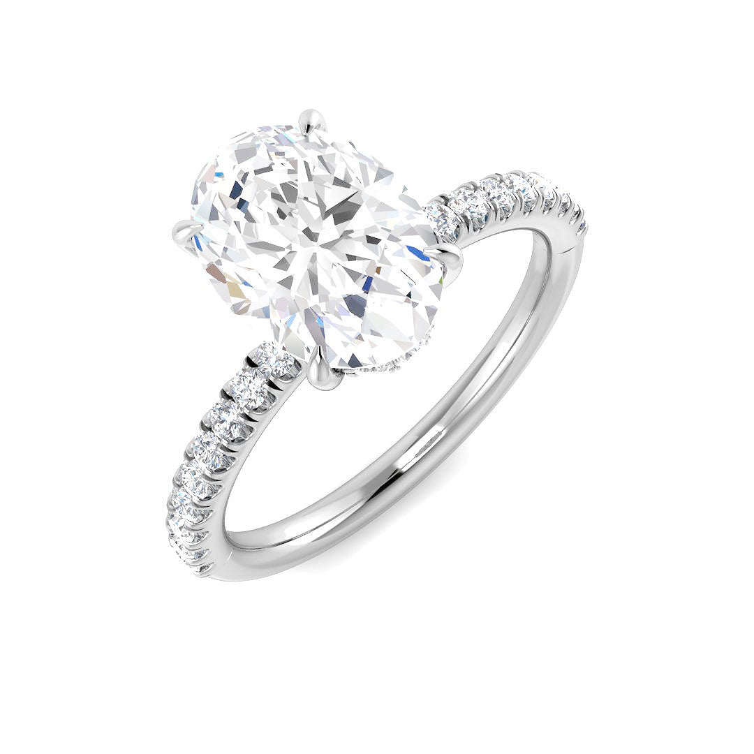 9ct White Gold Oval Lab Grown Diamond Ring 1
