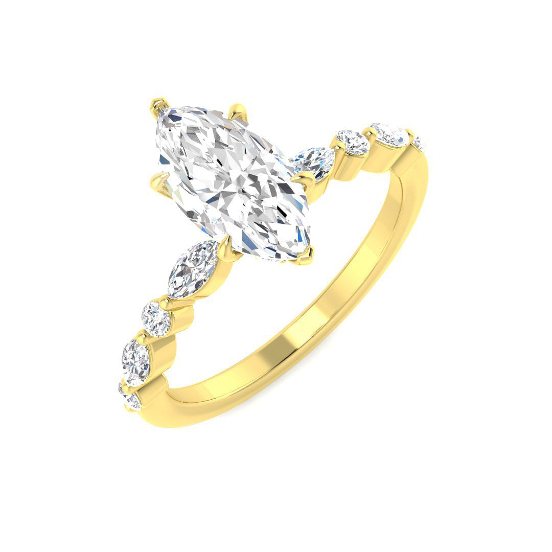 9ct Yellow Gold Marquise Lab Grown Diamond Ring 1