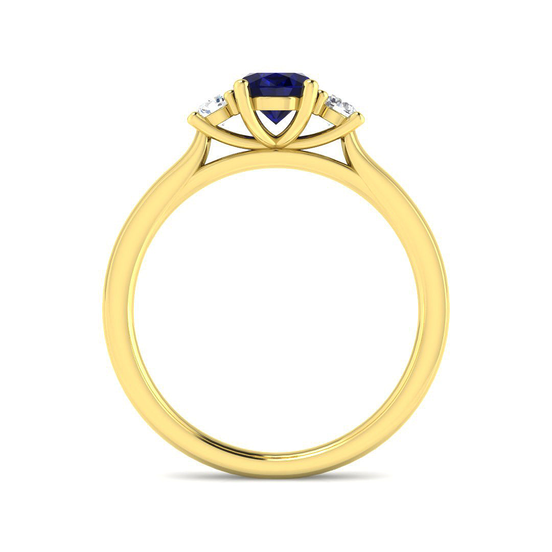9ct Yellow Gold Oval Blue Sapphire and Diamond Ring 2