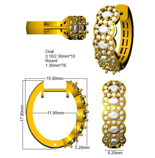 9ct Yellow Gold Oval Lab Grown Diamond Earrings 2