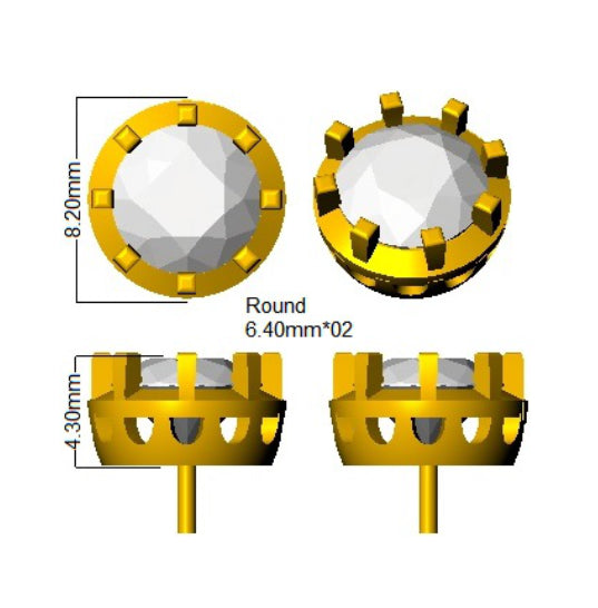 9ct Yellow Gold Round Lab Grown Diamond Earrings 2