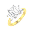 9ct Two Tone Emerald Cut and Trapezoid Lab Grown Diamond Ring 1