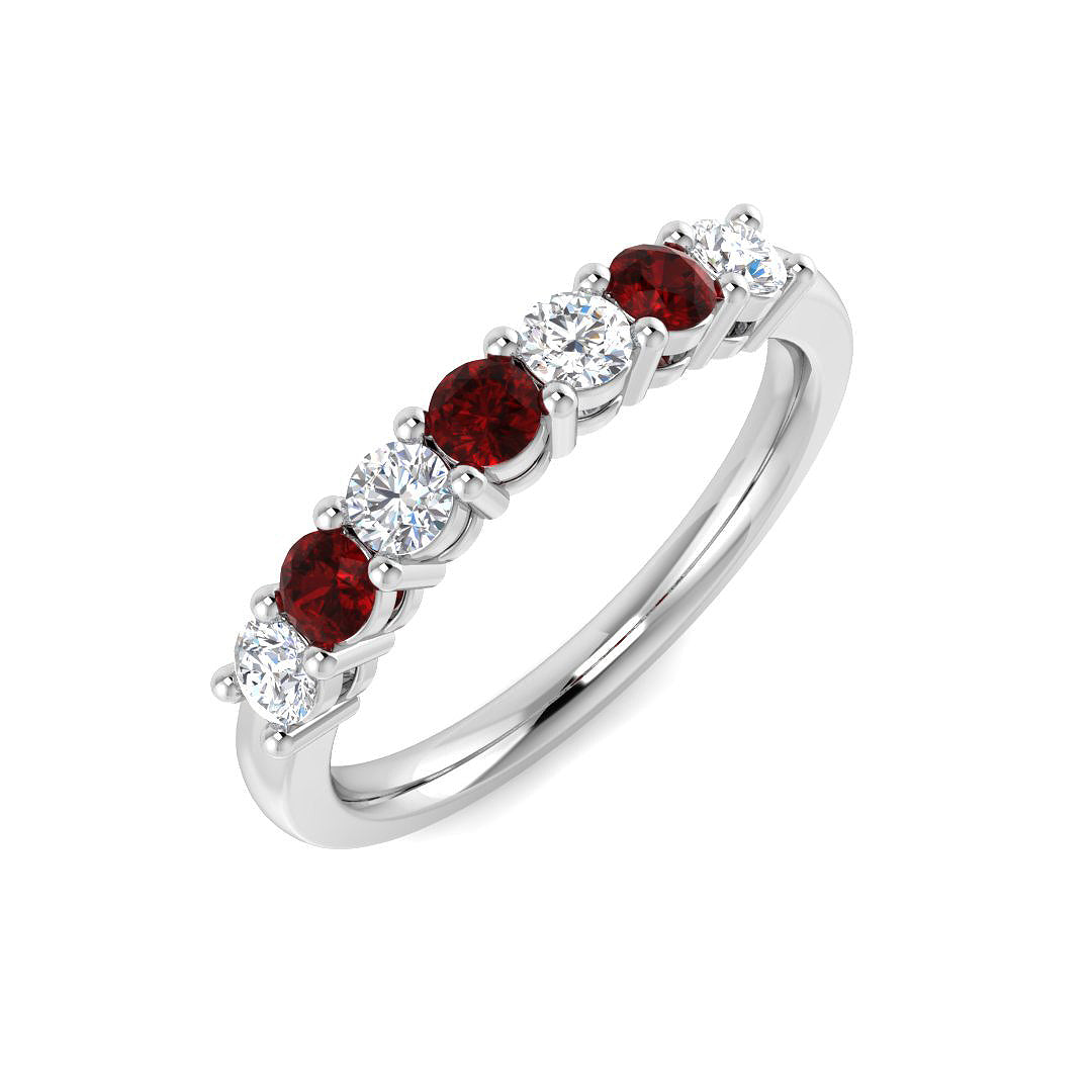 9ct White Gold Round Ruby and Diamond Ring 1