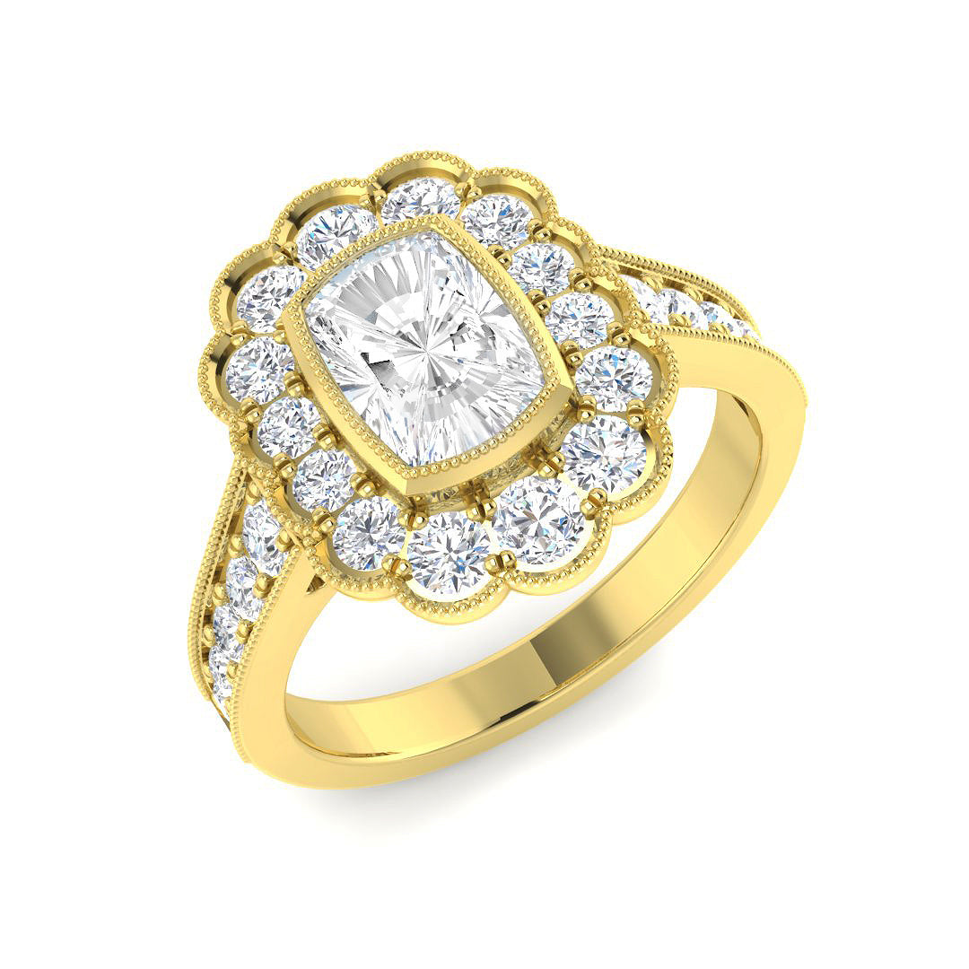 9ct Yellow Gold Cushion Cvd Old Cut Ring 1
