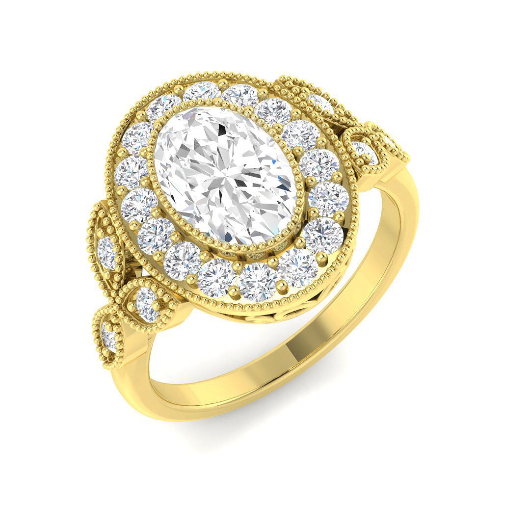 9ct Yellow Gold Oval Lab Grown Diamond Ring 1
