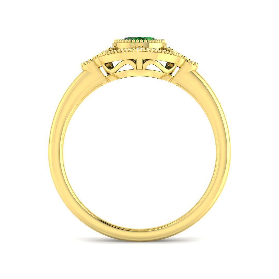 18ct Yellow Gold Oval Emerald and Diamond Ring 2