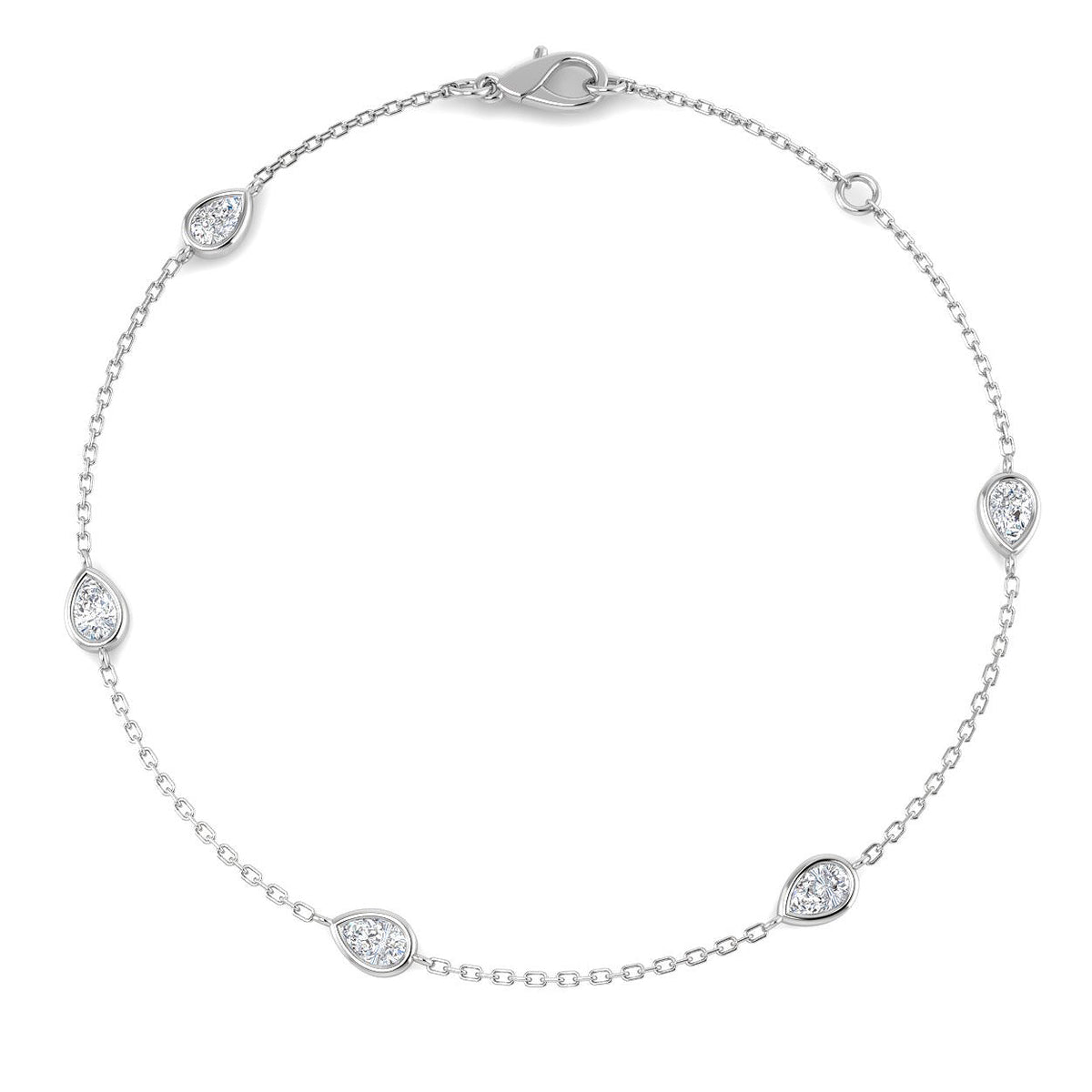 9ct White Gold Pear Lab Grown Diamond Bracelet 1