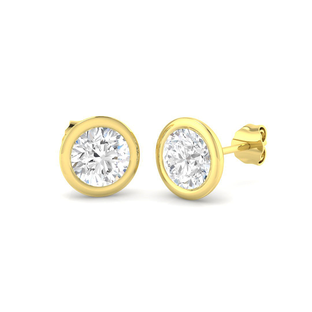 18ct Yellow Gold Round Lab Grown Diamond Earrings 1