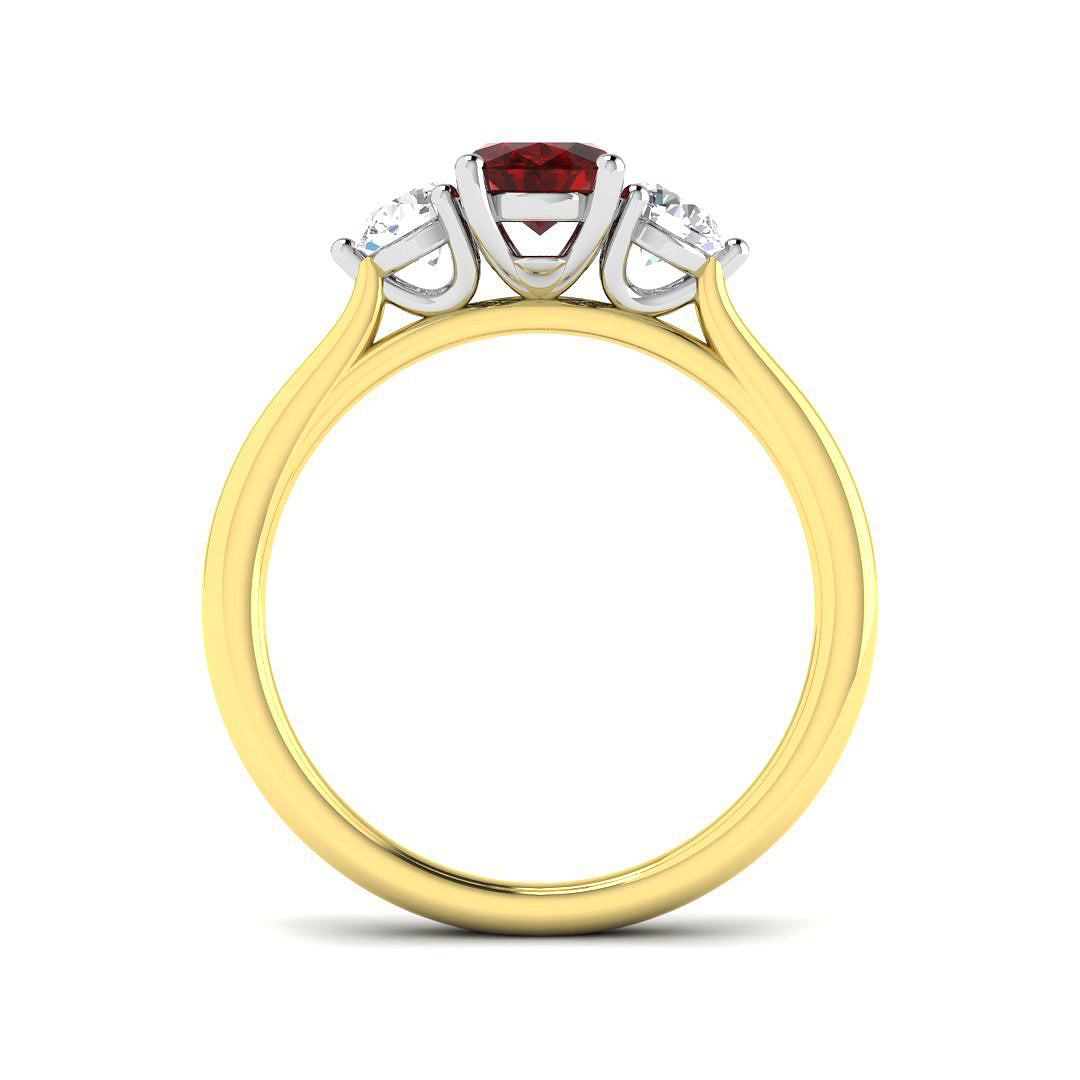 9ct Yellow Gold Oval Ruby and Diamond Ring 2