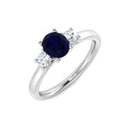 9ct White Gold Oval Blue Sapphire and Diamond Ring 1