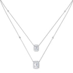 9ct White Gold Emerald Cut Lab Grown Diamond Necklace 1