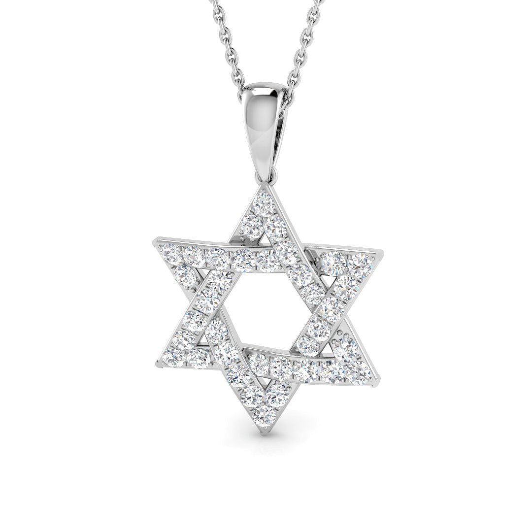 9ct White Gold Round Lab Grown Diamond Pendant 1