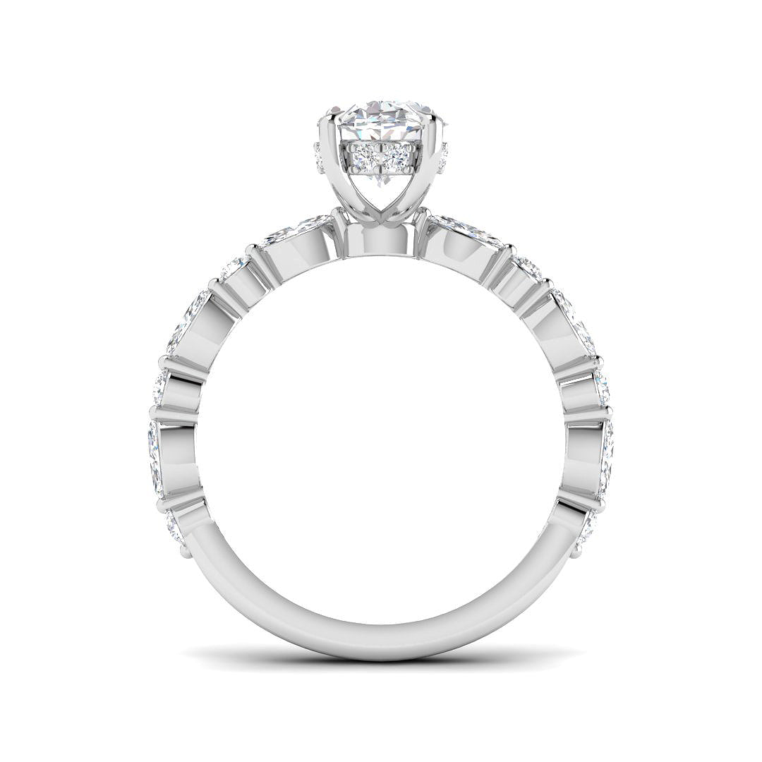 Platinum Marquise and Oval Lab Grown Diamond Ring 2