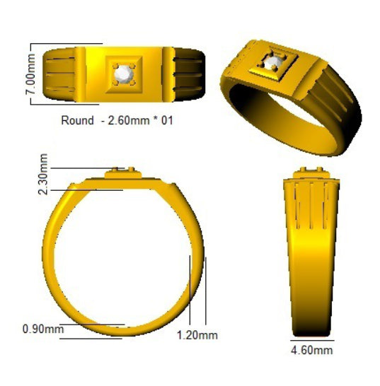 9ct Yellow Gold Round Lab Grown Diamond Ring 3