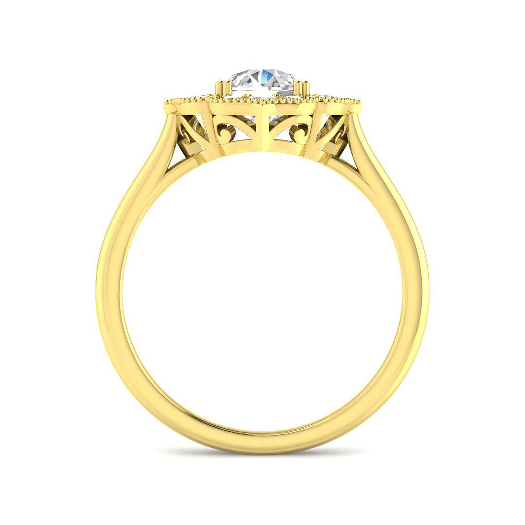 9ct Yellow Gold Cushion Diamond Ring 2