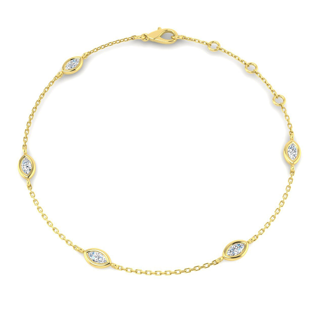 9ct Yellow Gold Marquise Lab Grown Diamond Bracelet 1