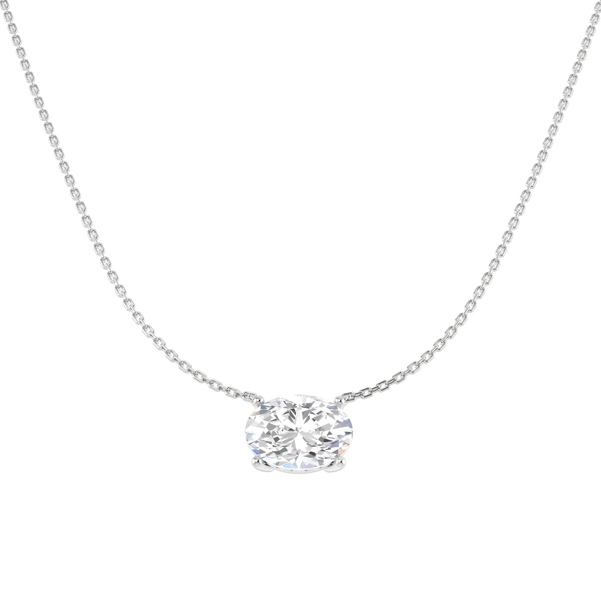 9ct White Gold Oval Lab Grown Diamond Necklace 1
