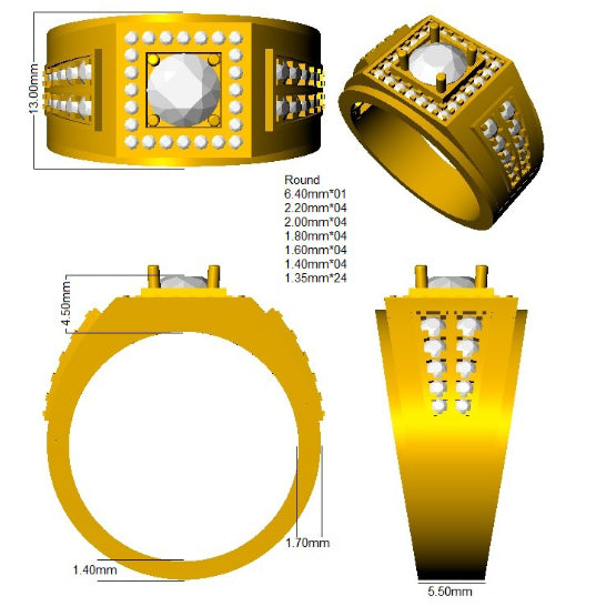 9ct Yellow Gold Round Lab Grown Diamond Ring 3