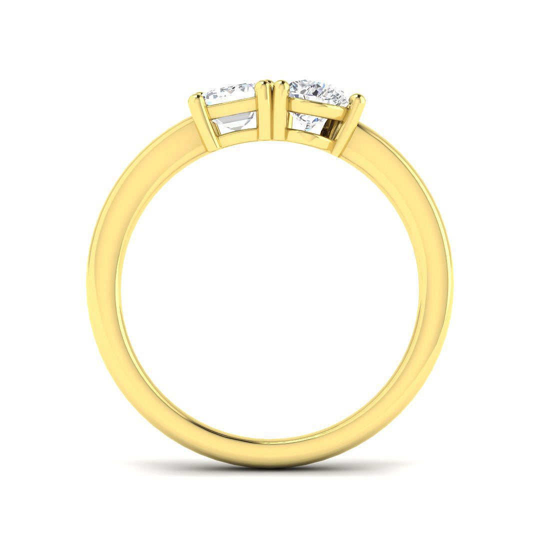 9ct Yellow Gold Emerald Cut and Pear Lab Grown Diamond Ring 2