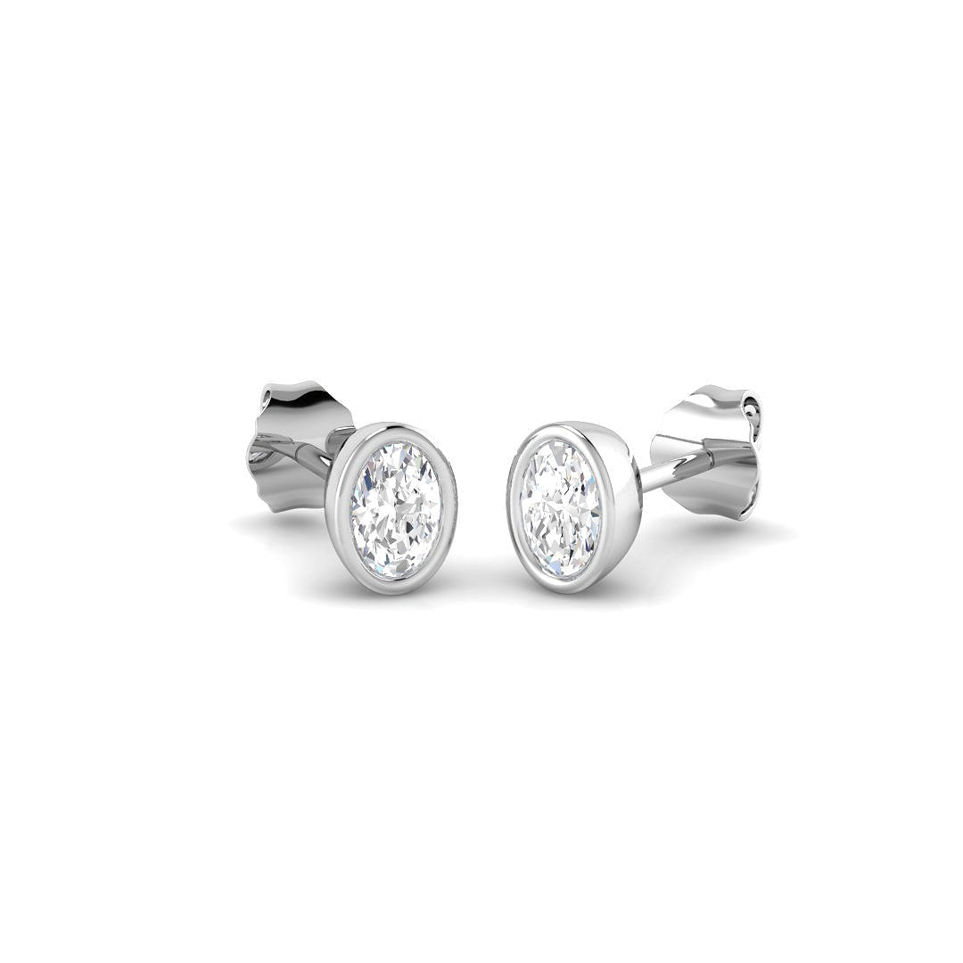 9ct White Gold Oval Lab Grown Diamond Earrings 1