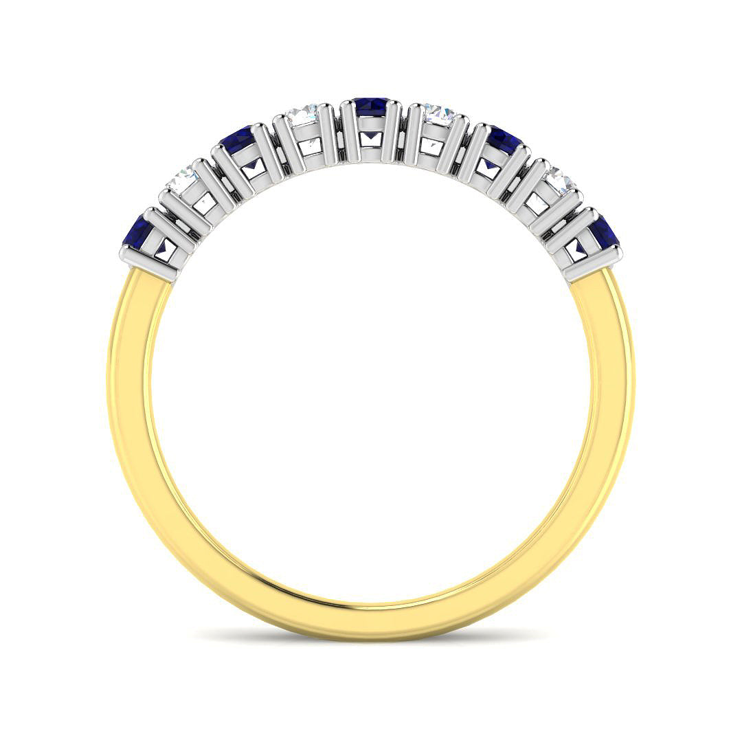 9ct Yellow Gold Round Blue Sapphire and Diamond Ring 2
